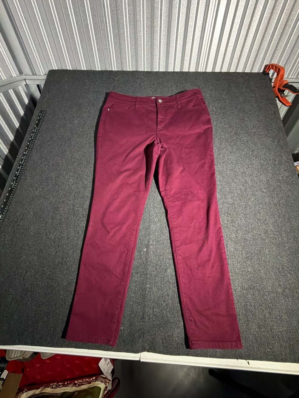St. John's Bay Skinny Leg Corduroy Pants in Burgundy